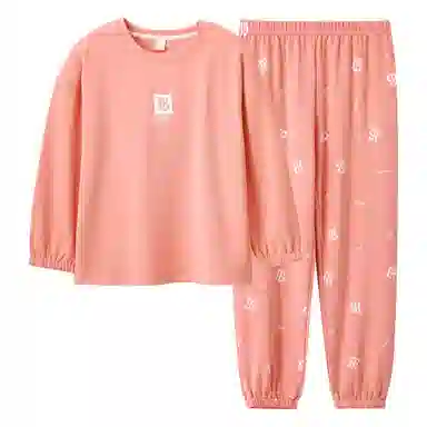 歌倩雅 纯棉圆领长袖休闲大码长裤可外穿睡衣套装 女款 图色