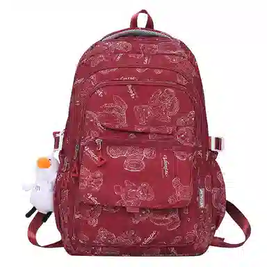 德力熊 尼龙 男女通用 拉链开合大容量休闲百搭 双肩包 红色/黑色/白色/绿色/紫色