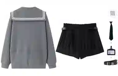 东鲸岁时记 学院风海军领休闲长袖外套基础款条纹分割松弛感字母刺绣简约纯色伯克百褶裙裤卫衣套装 女款