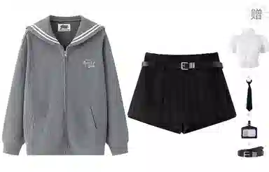 东鲸岁时记 学院风海军领休闲长袖外套基础款条纹分割松弛感字母刺绣简约纯色伯克百褶裙裤卫衣套装 女款