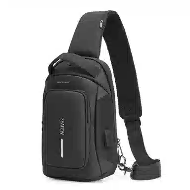 真维斯 潮流机能风街头休闲百搭高颜值初高中大学生多功能大容量轻便通勤运动 织物 胸包单肩包斜挎包背包 常规 男款 黑色