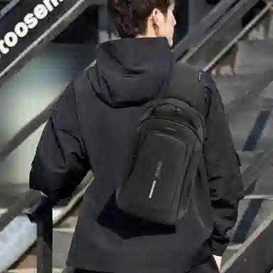 真维斯 潮流机能风街头休闲百搭高颜值初高中大学生多功能大容量轻便通勤运动 织物 胸包单肩包斜挎包背包 常规 男款 黑色