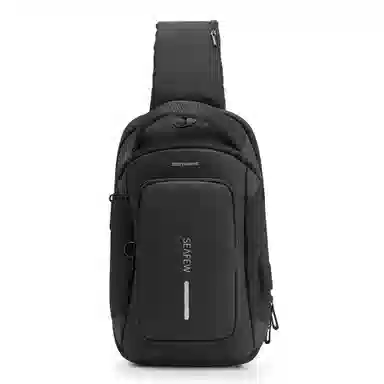 真维斯 潮流机能风街头休闲百搭高颜值初高中大学生多功能大容量轻便通勤运动 织物 胸包单肩包斜挎包背包 常规 男款 黑色