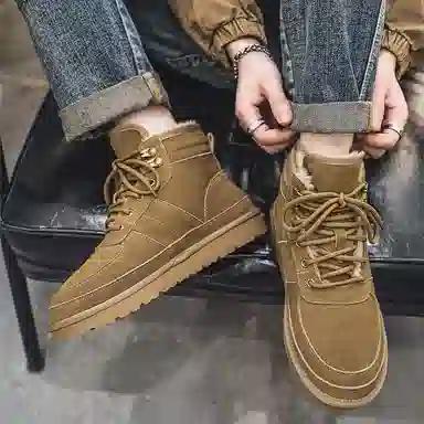 牛反绒 保暖防滑 加绒加厚百搭通勤 短筒 雪地靴 男款