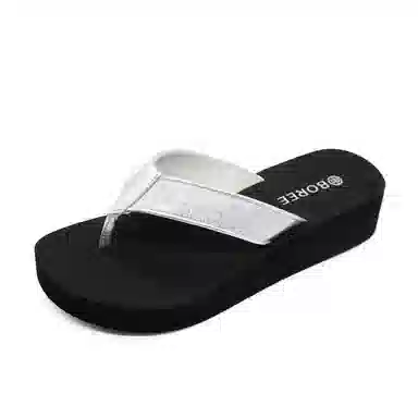 宝人 百搭时尚舒适 静音防臭防磨防滑人字拖鞋 女款 黑色