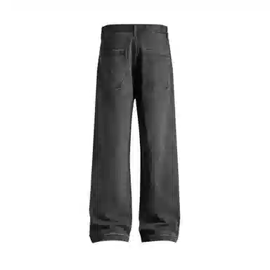 赞仕 美式高街潮牌直筒休闲下摆纽扣小众设计感牛仔裤 男女同款