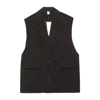 木果果木 新中式宽松中长款纯色马甲 女款 黑色