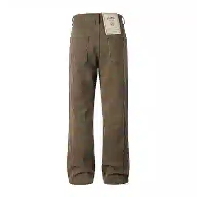 赞仕 美式小众纯色直筒百搭简约休闲牛仔裤 男女同款 醇香咖色