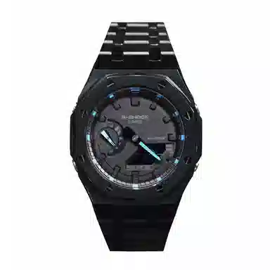 Casio GA-2100-1A1 Mod Black Steel Blue