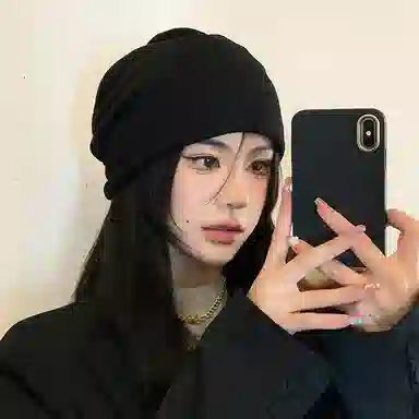 优幽兰 女学生秋冬季 韩版显脸小针织 东北加厚 针织布料 绒线帽 男女同款情侣款