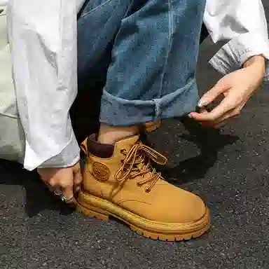 铭意途 二层牛皮 保暖舒适 时尚休闲 中筒 马丁靴 男女同款