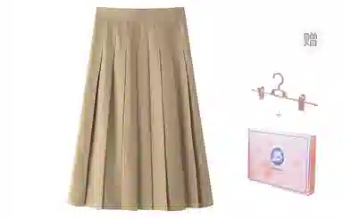 东鲸岁时记 学院风时尚纯色中腰百褶长款半身休闲长裙 女款 棕色