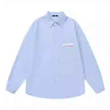 三体 面壁者系列 美式复古简约基础款字母印花纯色翻领开衫百搭宽松透气薄款内搭学生多巴胺长款日常通勤打底长袖衬衫 男女同款