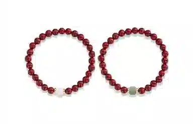 百利金 时来运转 古典雅致简约大气创意设计国潮新中式玉髓转运珠圆珠 再造辰砂朱砂 玉石手串 男女同款情侣款