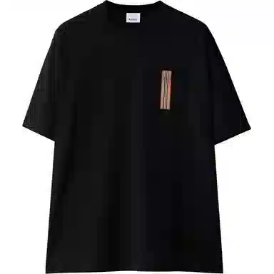 Burberry SS24 Striped Applique Crewneck T-Shirt Black