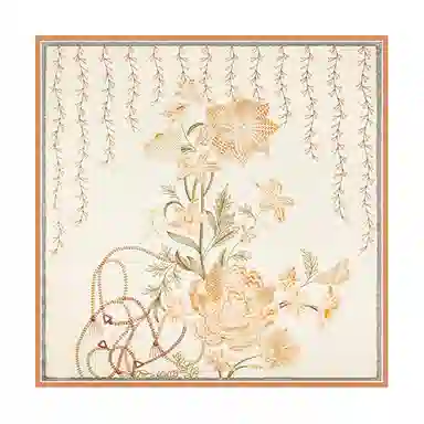 上海故事 加大真丝大方巾 桑蚕丝 丝巾 女款 温婉花意