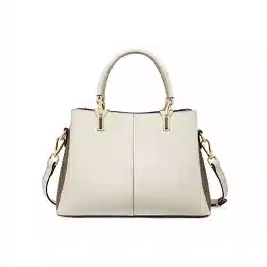 红蜻蜓 时尚百搭树叶吊饰小众拼接撞色 牛皮/超细纤维合成革 手提包斜挎包 女款 米白色