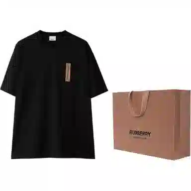 Burberry SS24 Striped Applique Crewneck T-Shirt Black