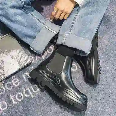 健休 牛剖层革 简约舒适 中筒 马丁靴 男女同款