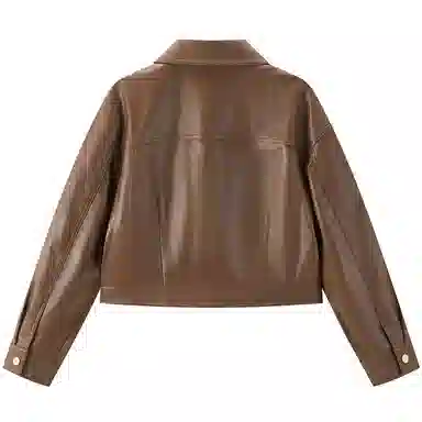 Peacebird Lapel Single-Breasted Leather Jacket
