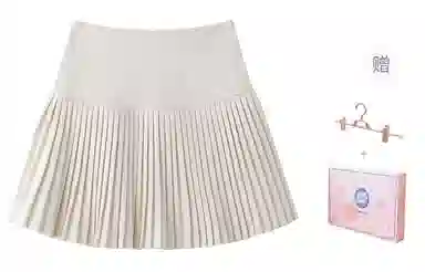 东鲸岁时记 学院风千金风百褶裙伯克利半裙休闲短裙 女款 礼盒装 米白色