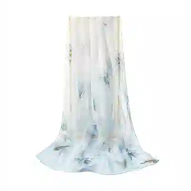 上海故事 春花秋月喷绘真丝长巾 桑蚕丝 丝巾 女款