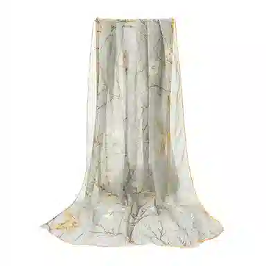 上海故事 春花秋月喷绘真丝长巾 桑蚕丝 丝巾 女款