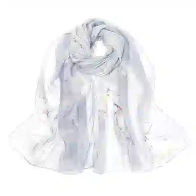 上海故事 春花秋月喷绘真丝长巾 桑蚕丝 丝巾 女款