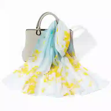 上海故事 春花秋月喷绘真丝长巾 桑蚕丝 丝巾 女款