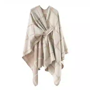 梦特娇 格子斗篷 秋冬旅游保暖外搭 涤纶 披肩 女款