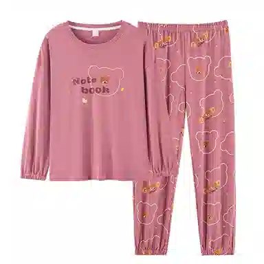 歌倩雅 卡通休闲简约长袖长裤家居服睡衣套装 女款 粉色