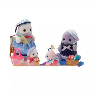 森贝儿家族 海豹家族过家家玩具 可爱 玩偶周边