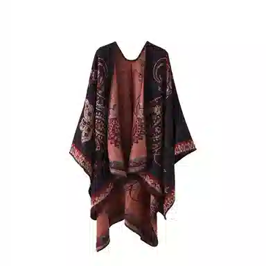 梦特娇 优雅名媛风欧美格子印花出行旅游拍照民族风保暖 披肩 女款