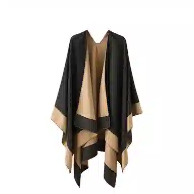 梦特娇 欧美高级感双拼色双面穿戴旅游拍照保暖防风沙 涤纶 披肩 女款