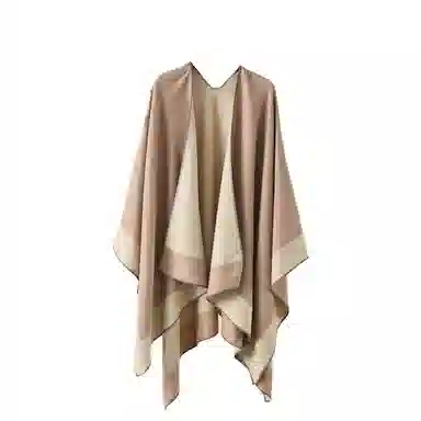 梦特娇 欧美高级感双拼色双面穿戴旅游拍照保暖防风沙 涤纶 披肩 女款