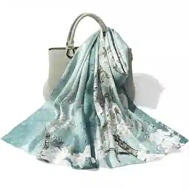 上海故事 桑波缎提花喷绘长巾 桑蚕丝 丝巾 女款 馥锦韶华