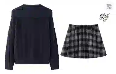 东鲸岁时记 复古港风宽松松弛感长袖上衣格纹时尚高腰半身裙裙装套装 女款