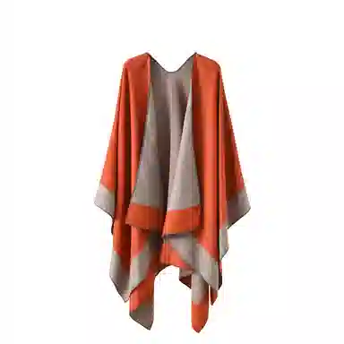 梦特娇 欧美高级感双拼色双面穿戴旅游拍照保暖防风沙 涤纶 披肩 女款