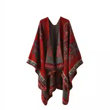 梦特娇 优雅名媛风欧美格子印花出行旅游拍照民族风保暖 披肩 女款