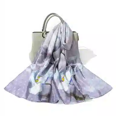 上海故事 桑波缎提花喷绘长巾 桑蚕丝 丝巾 女款 馥锦韶华