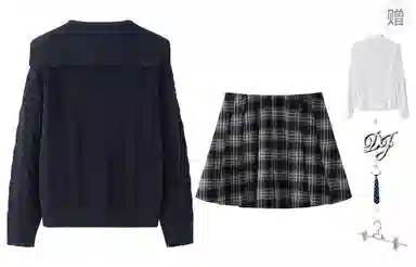 东鲸岁时记 复古港风宽松松弛感长袖上衣格纹时尚高腰半身裙裙装套装 女款