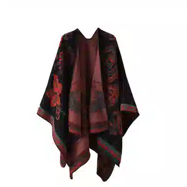 梦特娇 优雅名媛风欧美格子印花出行旅游拍照民族风保暖 披肩 女款