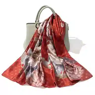 上海故事 桑波缎提花喷绘长巾 桑蚕丝 丝巾 女款 馥锦韶华