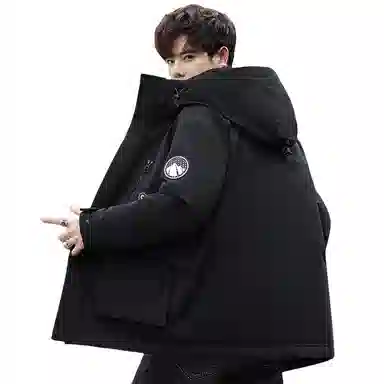 鸭鸭 中长款加厚连帽户外羽绒服 男款