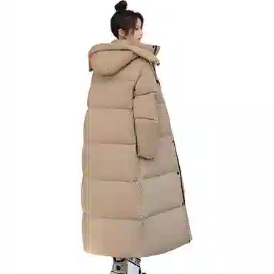 鸭鸭 中长款过膝百搭保暖通勤羽绒服 女