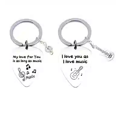 一点潮玩 不锈钢吉他 创意挂牌 小众钥匙链包包钥匙扣 谷圈挂件