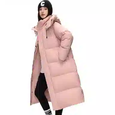 鸭鸭 中长款过膝百搭保暖通勤羽绒服 女