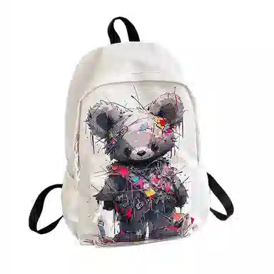 泰克森 稀奇古怪的涂鸦个性街头潮流字母熊兔猫 尼龙 双肩包 常规 通用 多色