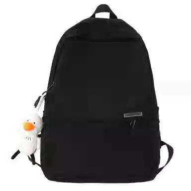 泰克森 简约大容量旅行休闲日系初高中大学生 尼龙 双肩包 男女同款情侣款 黑色/白色