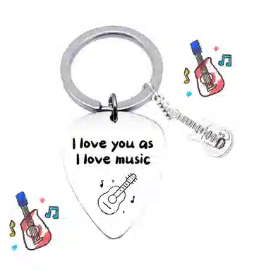 一点潮玩 不锈钢吉他 创意挂牌 小众钥匙链包包钥匙扣 谷圈挂件